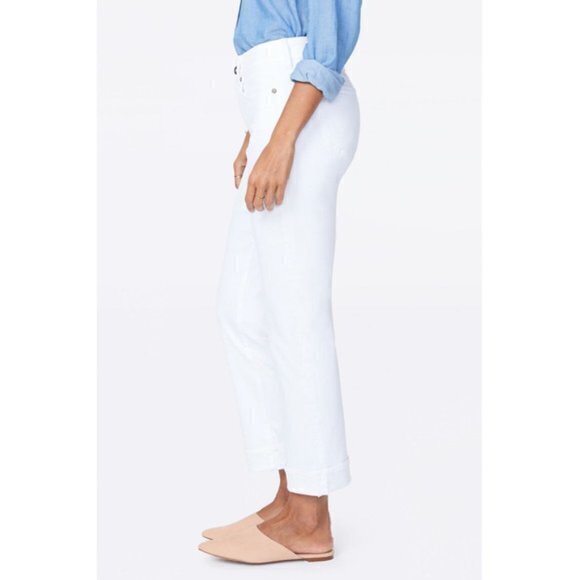 NYDJ Marilyn Straight Ankle Cuffed Jeans OPTIC WHITE SIZE 6 - Picture 3 of 13
